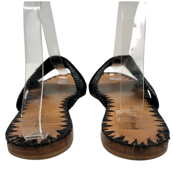 Jenni Kayne Raffia Crossover Black Slip On Casual Slide Sandals Women’s 38 - Picture 8 of 16